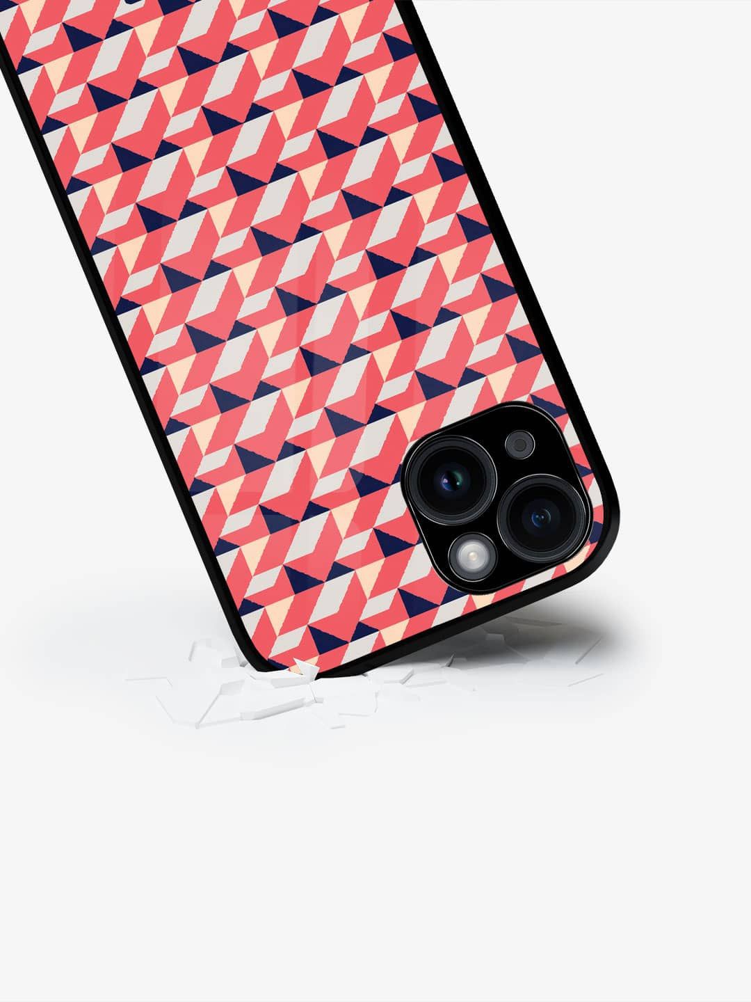 

macmerise Geometric Printed iPhone 15 Back Case Mobile Accessories, Pink