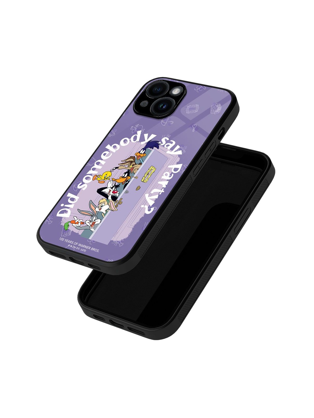 

macmerise Cartoon Characters Printed iPhone 15 Back Case Mobile Accessories, Purple