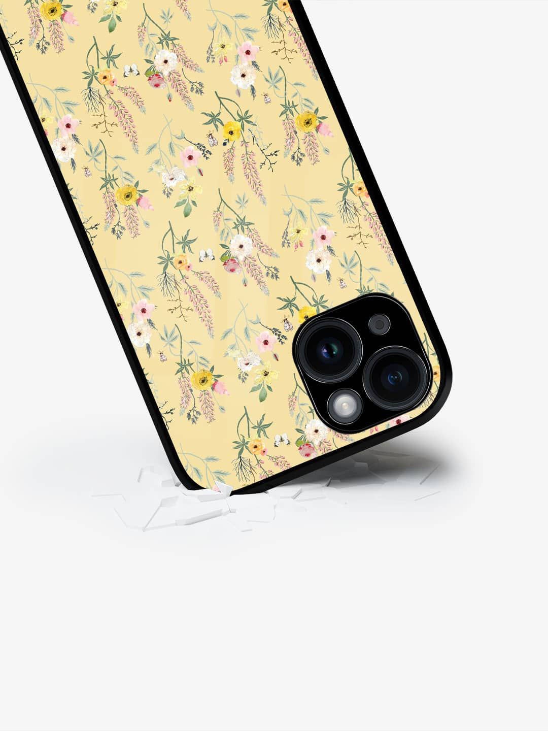 

macmerise Floral Printed iPhone 15 Plus Back Case Mobile Accessories, Cream