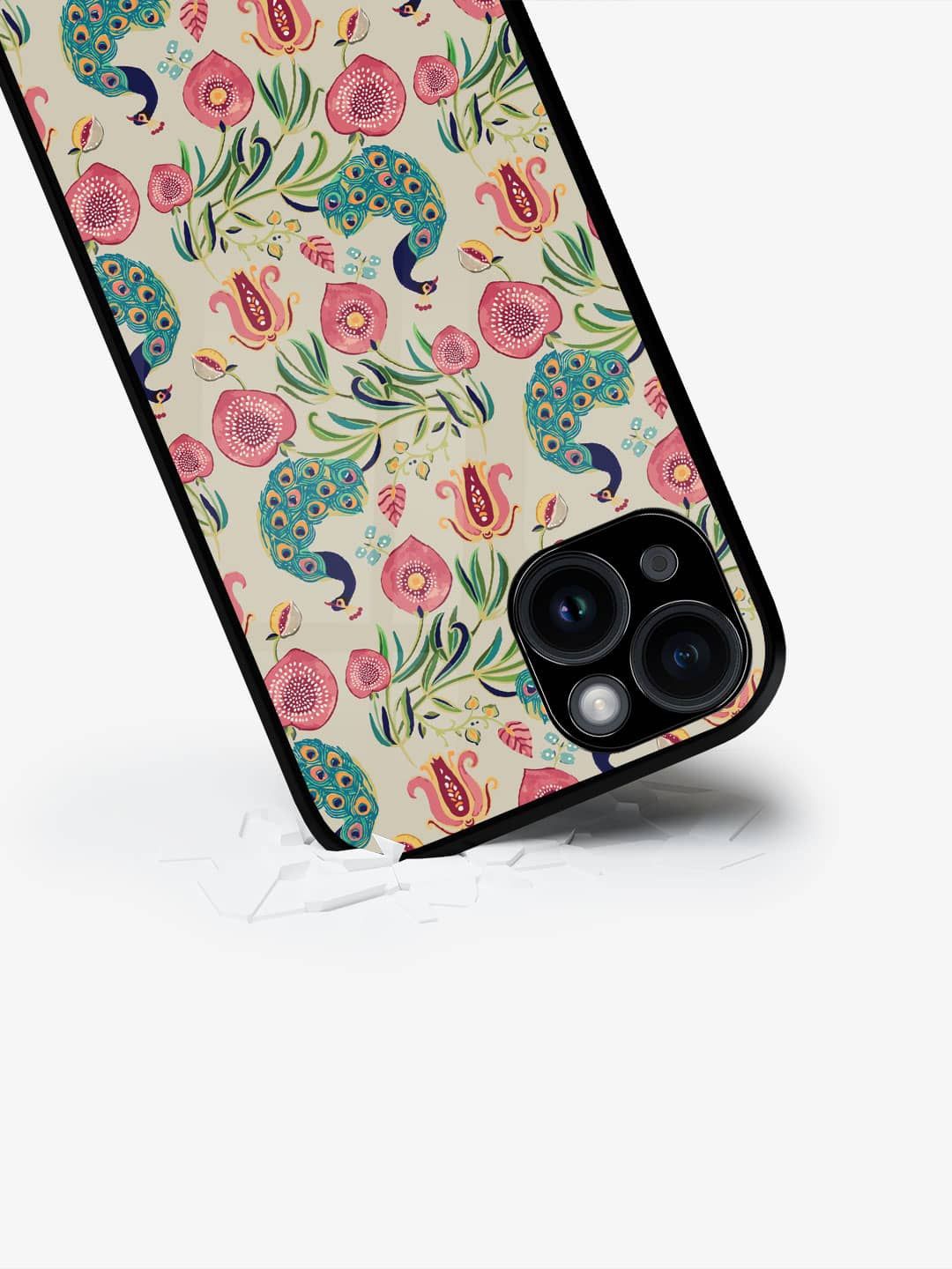 

macmerise Floral Printed iPhone 15 Back Case Mobile Accessories, Cream