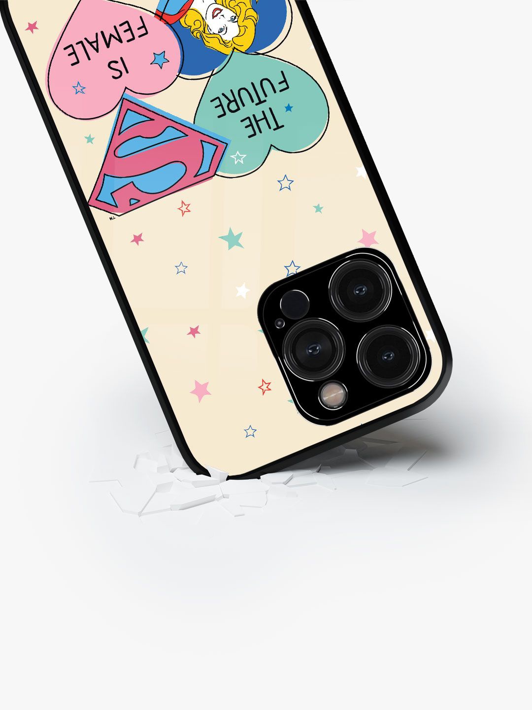

macmerise Superhero Printed iPhone 15 Pro Back Case Mobile Accessories, Beige