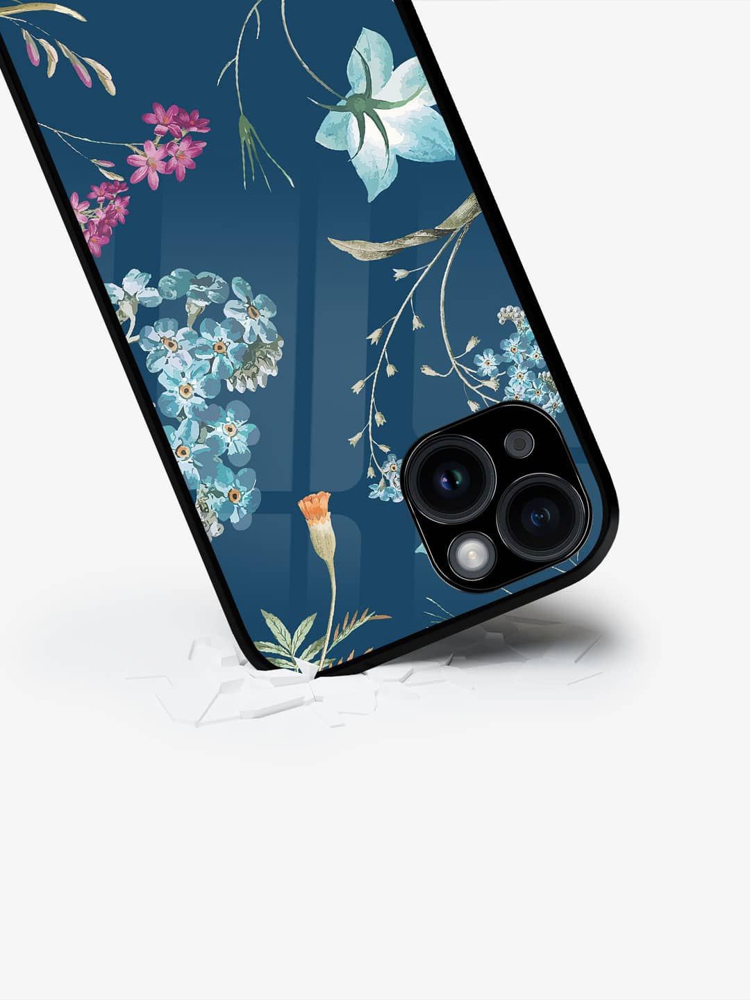 

macmerise Floral Printed iPhone 15 Plus Back Case Mobile Accessories, Blue