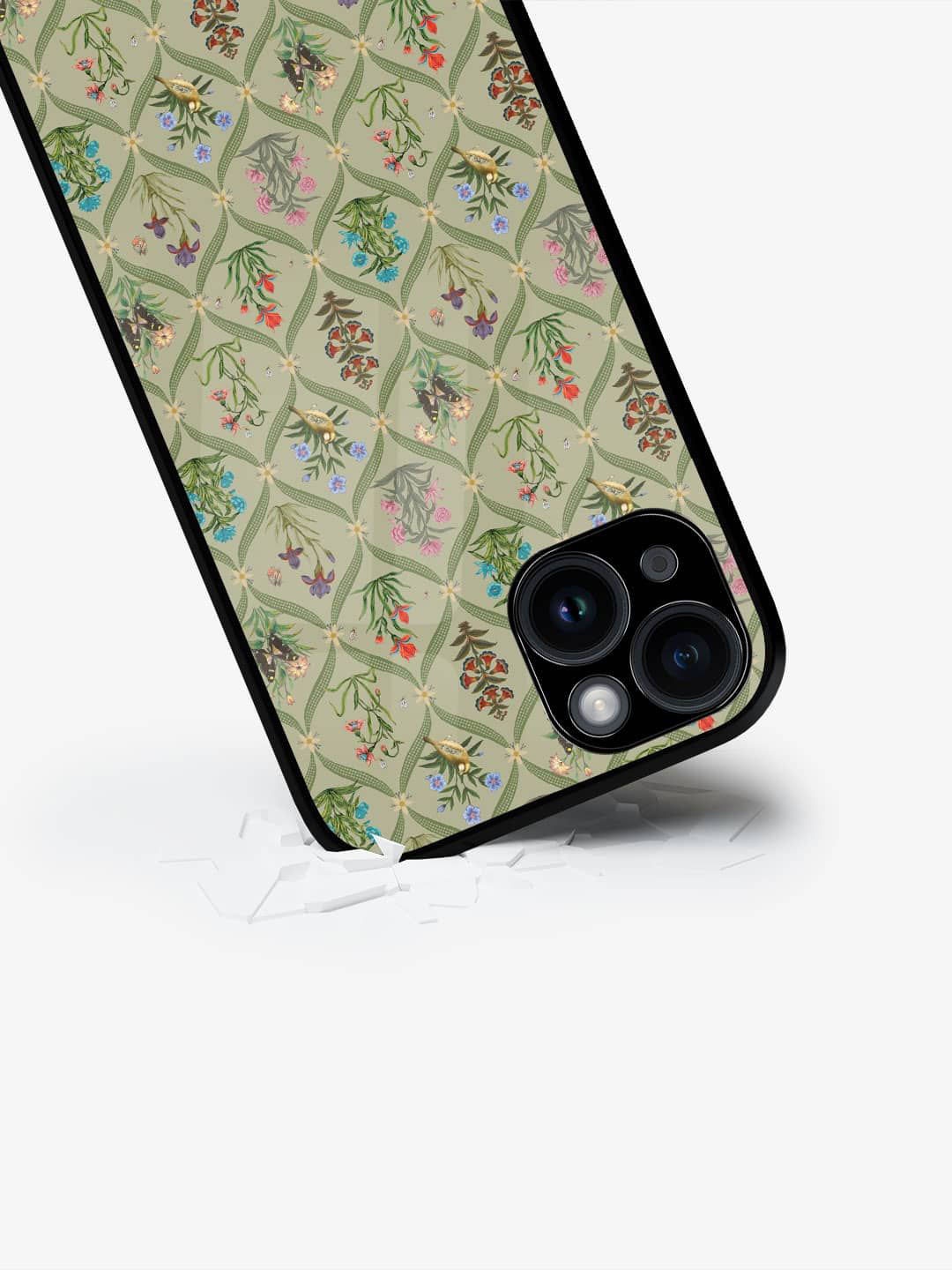 

macmerise Floral Printed iPhone 15 Plus Back Case Mobile Accessories, Beige