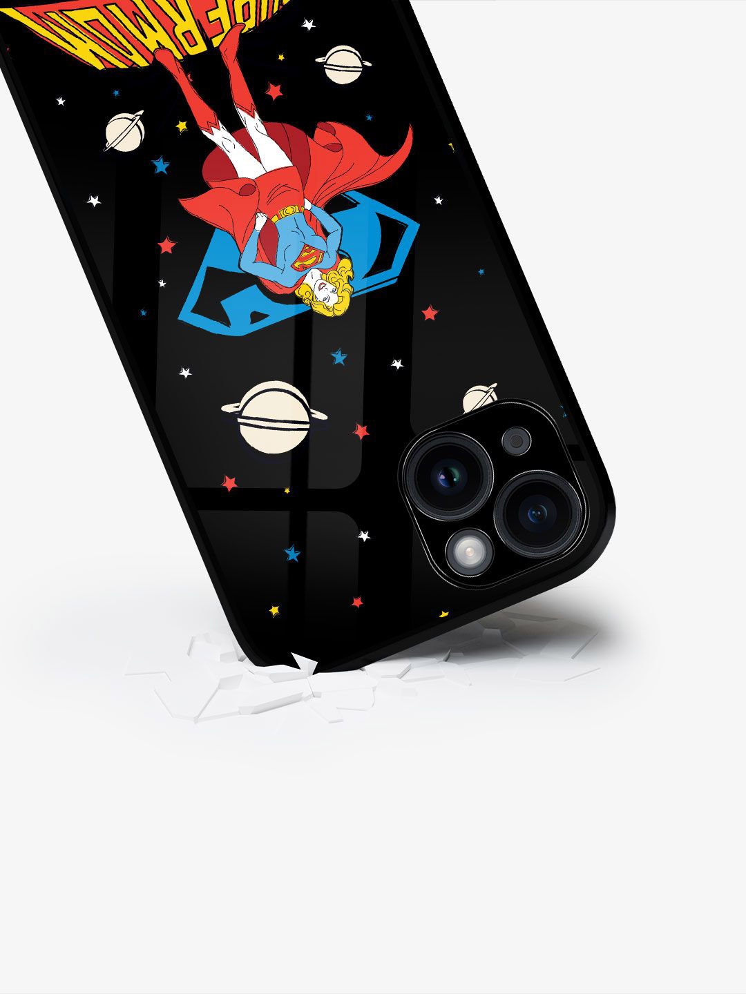 

macmerise Superhero Printed iPhone 15 Plus Back Case Mobile Accessories, Black