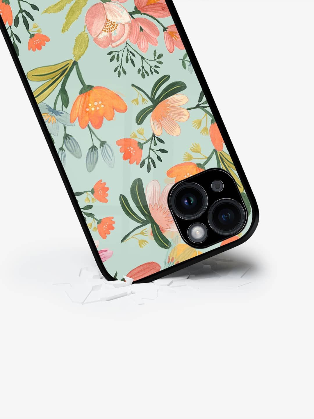 

macmerise Floral Printed iPhone 15 Plus Back Case Mobile Accessories, Green