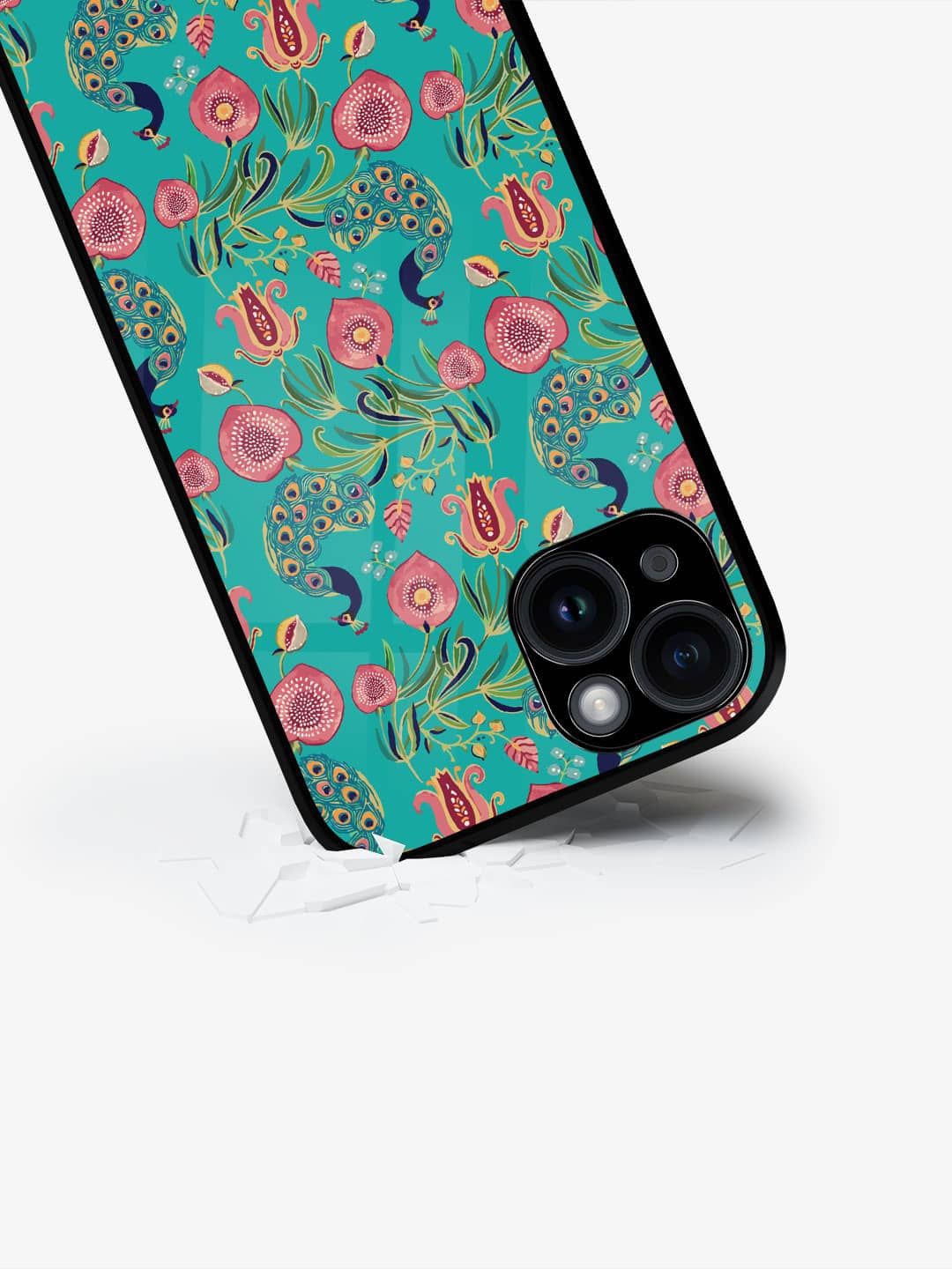 

macmerise Floral Printed iPhone 15 Back Case Mobile Accessories, Sea green