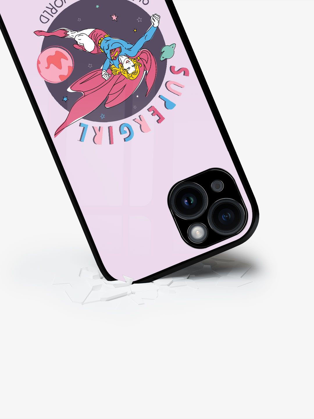 

macmerise Superhero Printed iPhone 15 Back Case Mobile Accessories, Pink