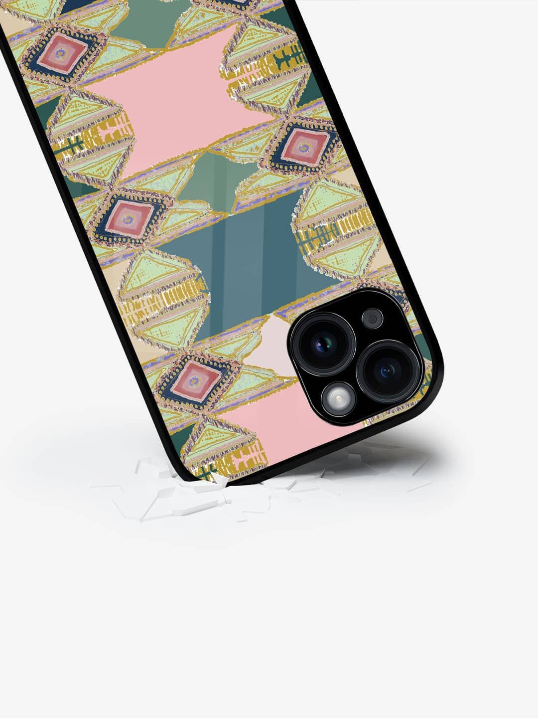 

macmerise Geometric Printed iPhone 15 Back Case Mobile Accessories, Pink
