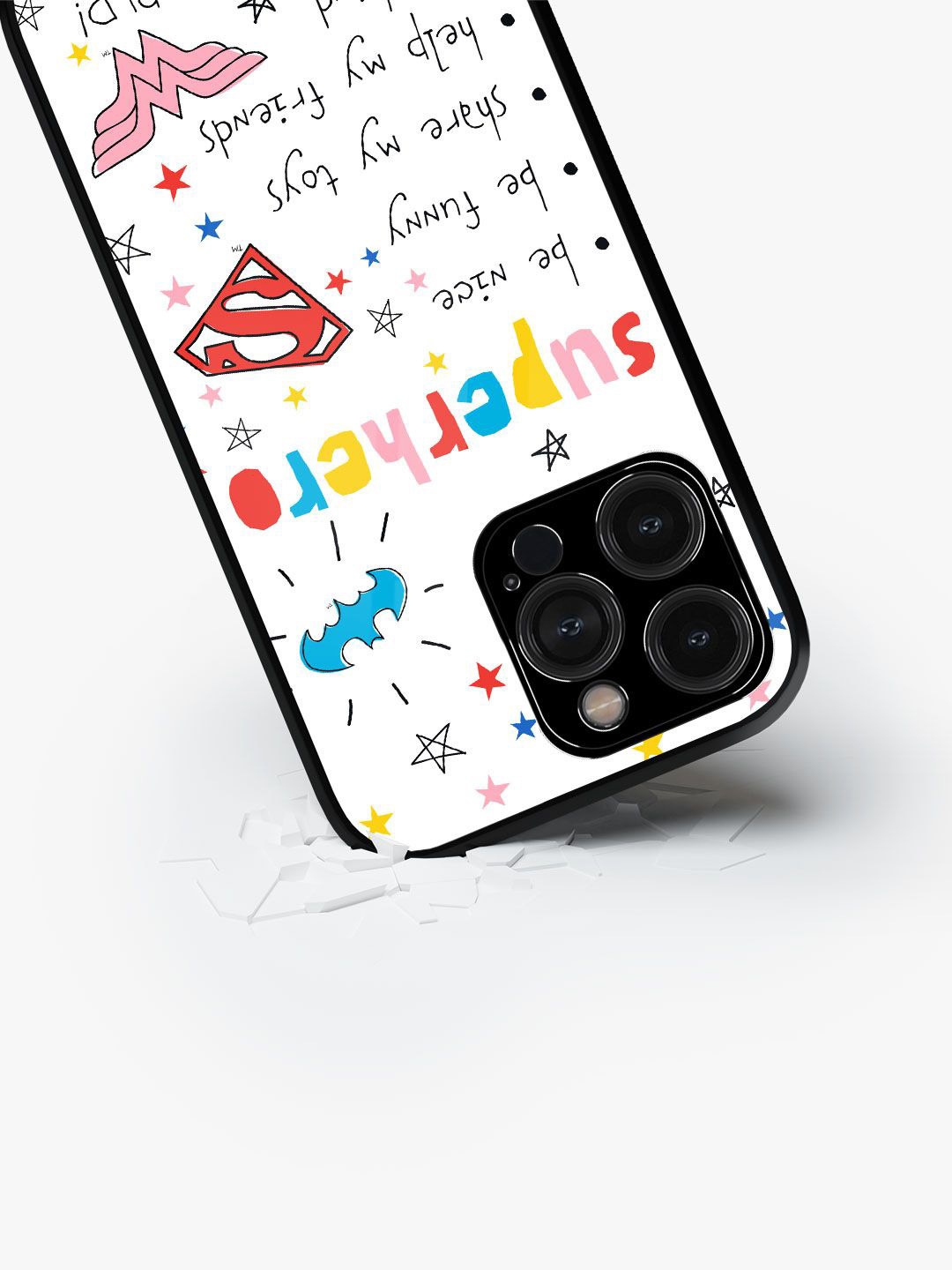 

macmerise Superhero Printed iPhone 15 Pro Max Back Case Mobile Accessories, White