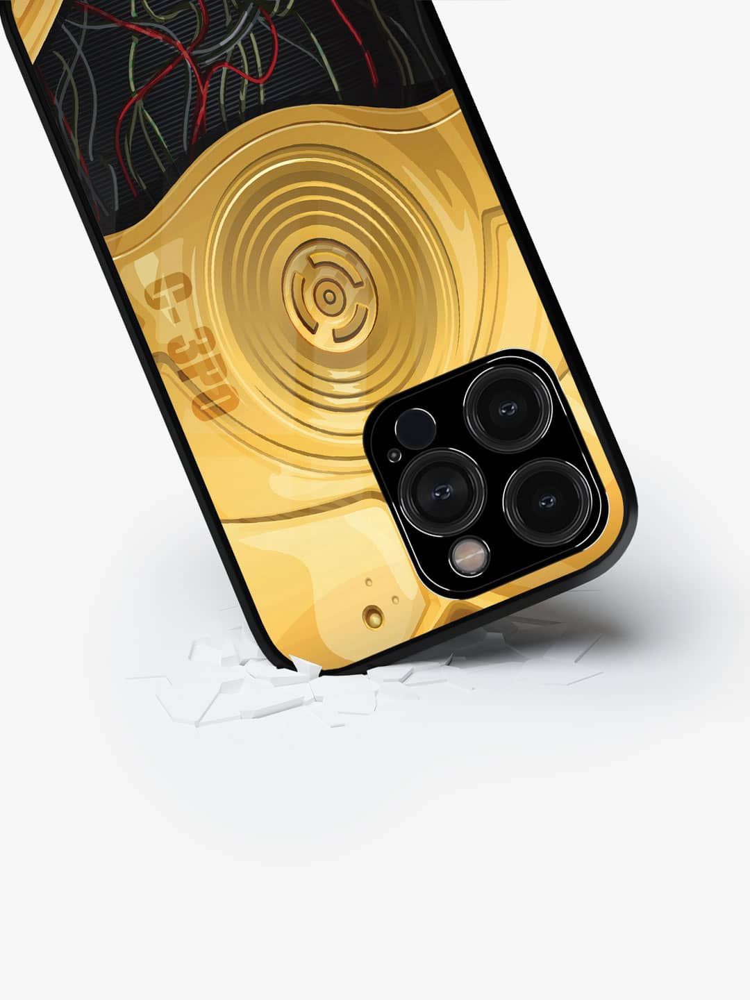 

macmerise Quirky Printed iPhone 15 Pro Back Case Mobile Accessories, Gold