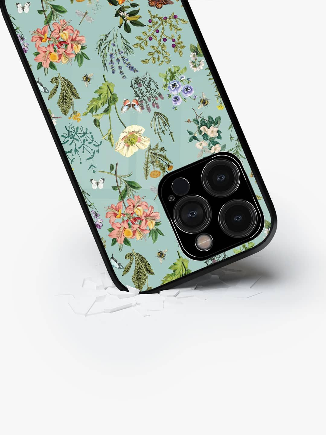 

macmerise Floral Printed iPhone 15 Pro Back Case Mobile Accessories, Green