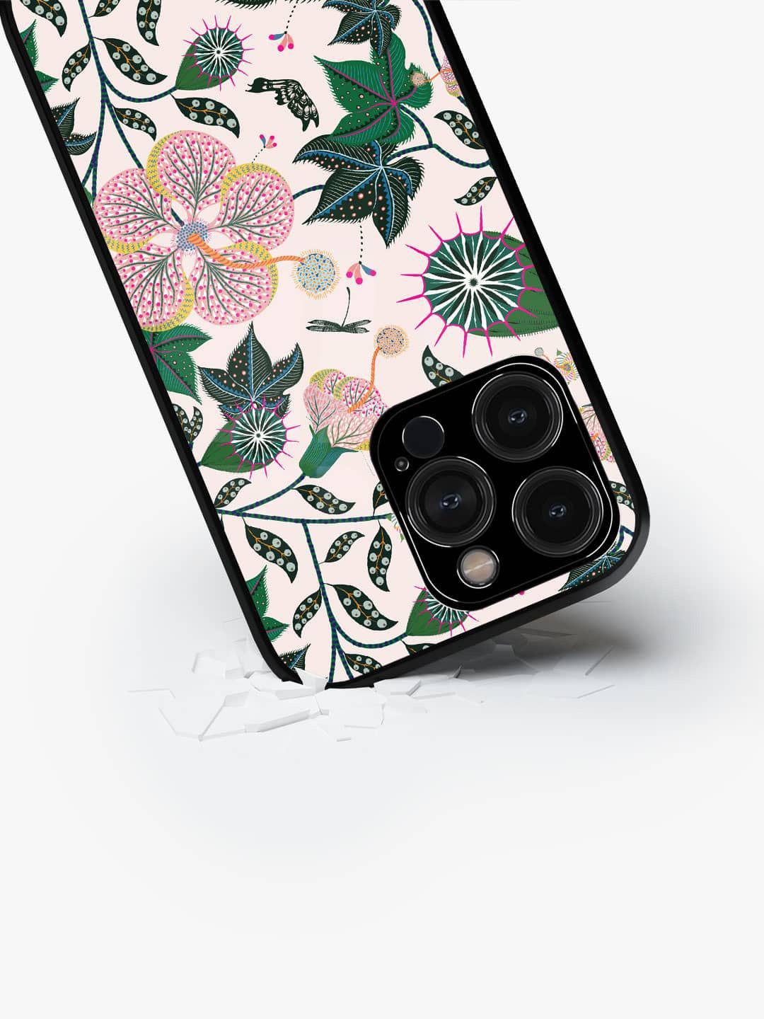 

macmerise Floral Printed iPhone 15 Pro Back Case Mobile Accessories, Pink