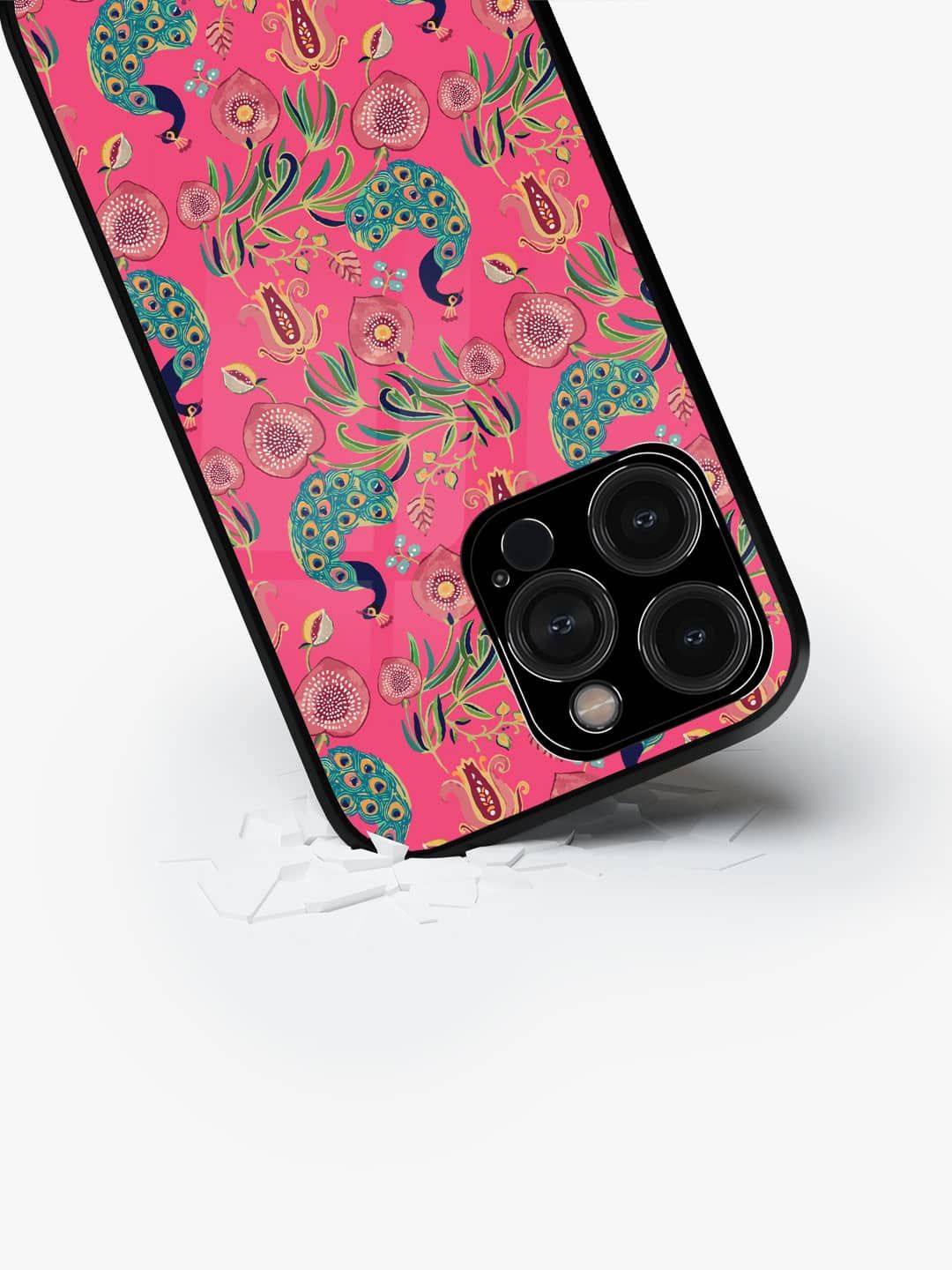 

macmerise Floral Printed iPhone 15 Pro Back Case Mobile Accessories, Pink