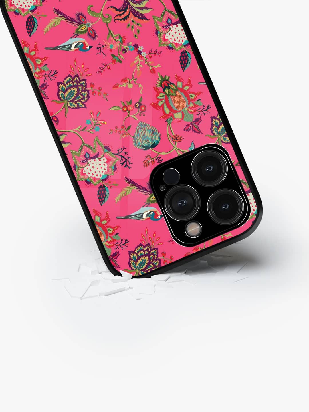 

macmerise Floral Printed iPhone 15 Pro Back Case Mobile Accessories, Pink