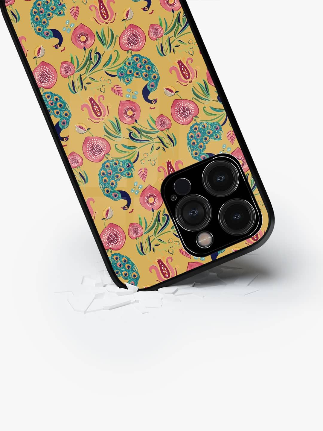 

macmerise Floral Printed iPhone 15 Pro Max Back Case Mobile Accessories, Yellow
