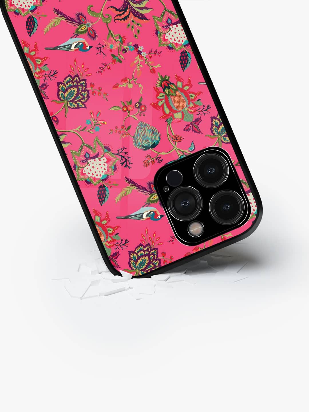 

macmerise Floral Printed iPhone 15 Pro Max Back Case Mobile Accessories, Pink