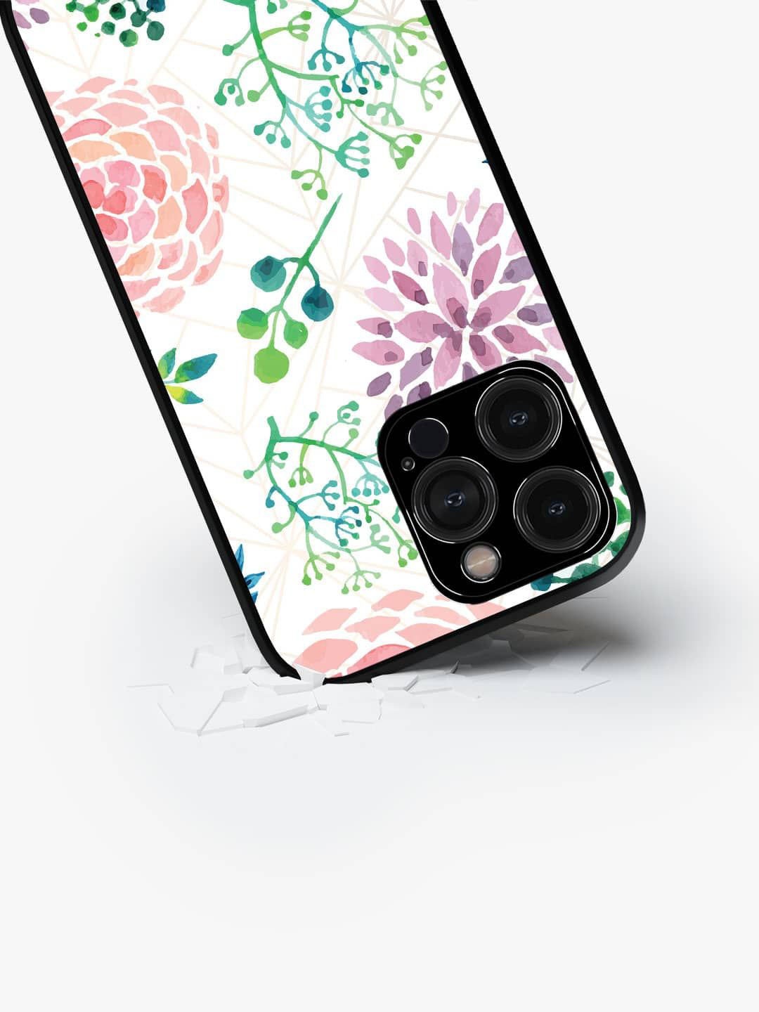 

macmerise Floral Printed iPhone 15 Pro Max Back Case Mobile Accessories, White