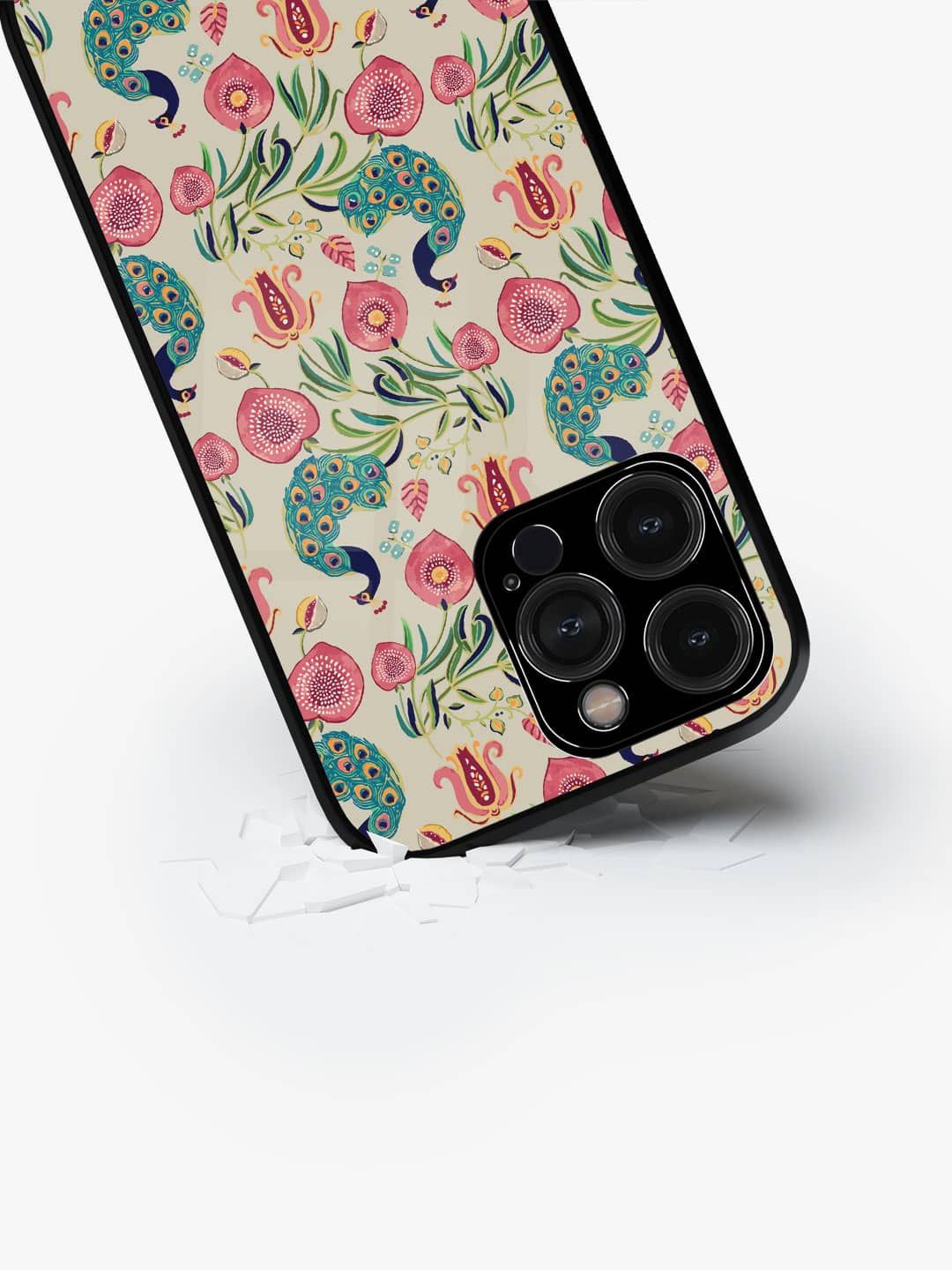 

macmerise Floral Printed iPhone 15 Pro Max Back Case Mobile Accessories, Beige