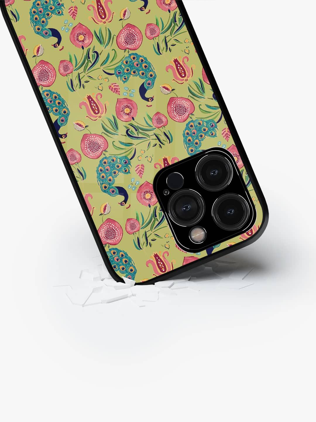

macmerise Floral Printed iPhone 15 Pro Back Case Mobile Accessories, Green