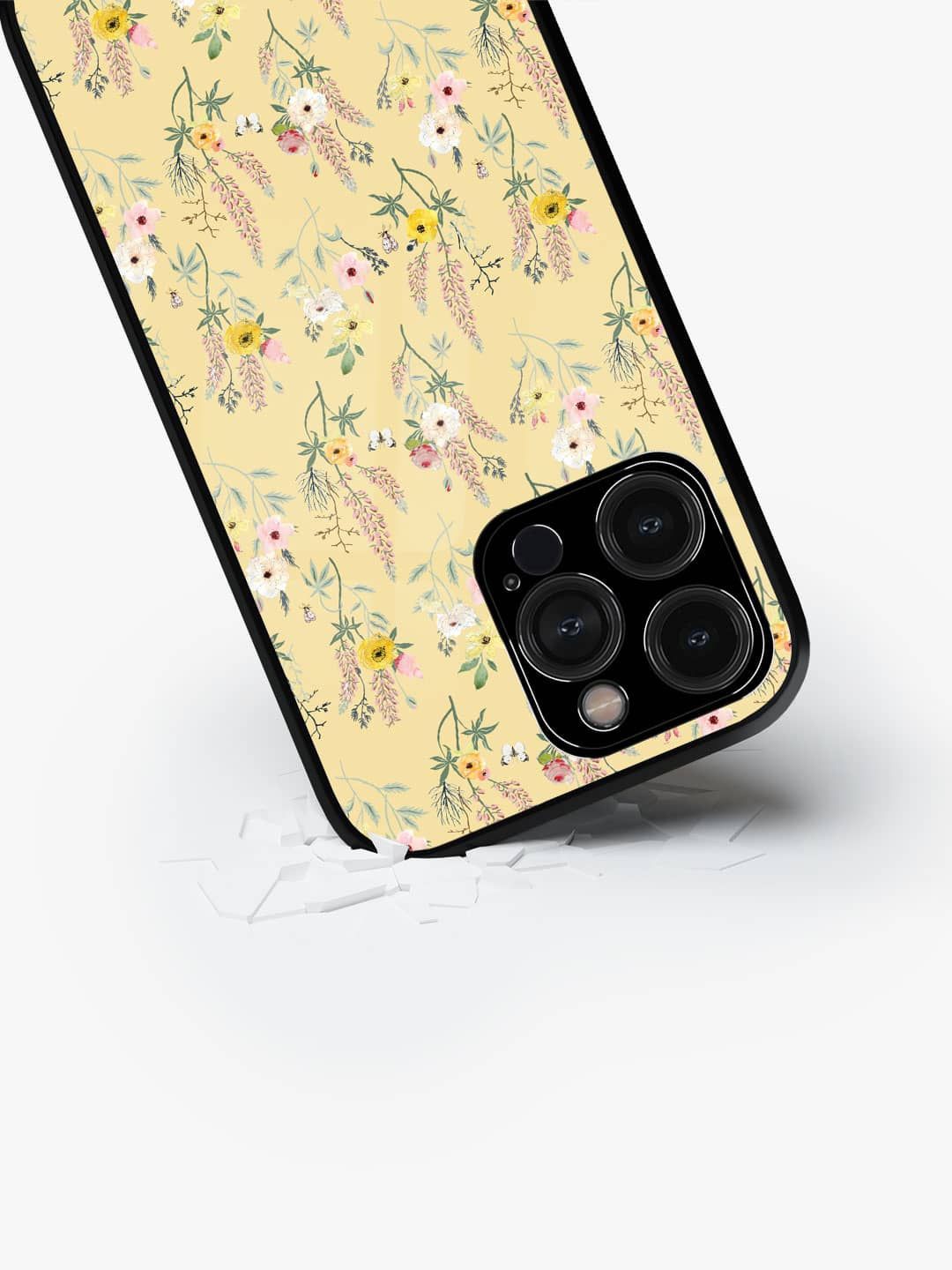 

macmerise Floral Printed iPhone 15 Pro Max Back Case Mobile Accessories, Beige