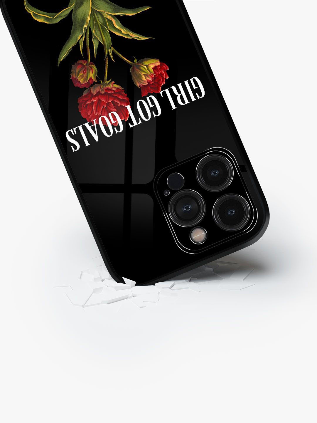 

macmerise Floral Printed iPhone 15 Pro Back Case Mobile Accessories, Black
