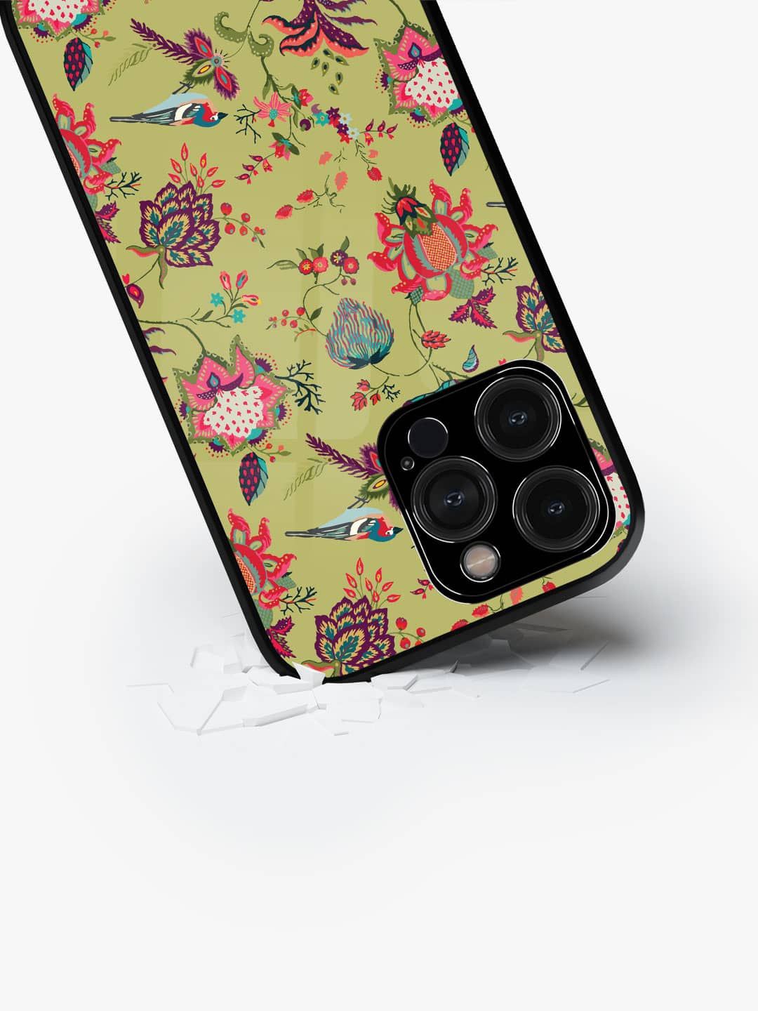 

macmerise Floral Printed iPhone 15 Pro Max Back Case Mobile Accessories, Green