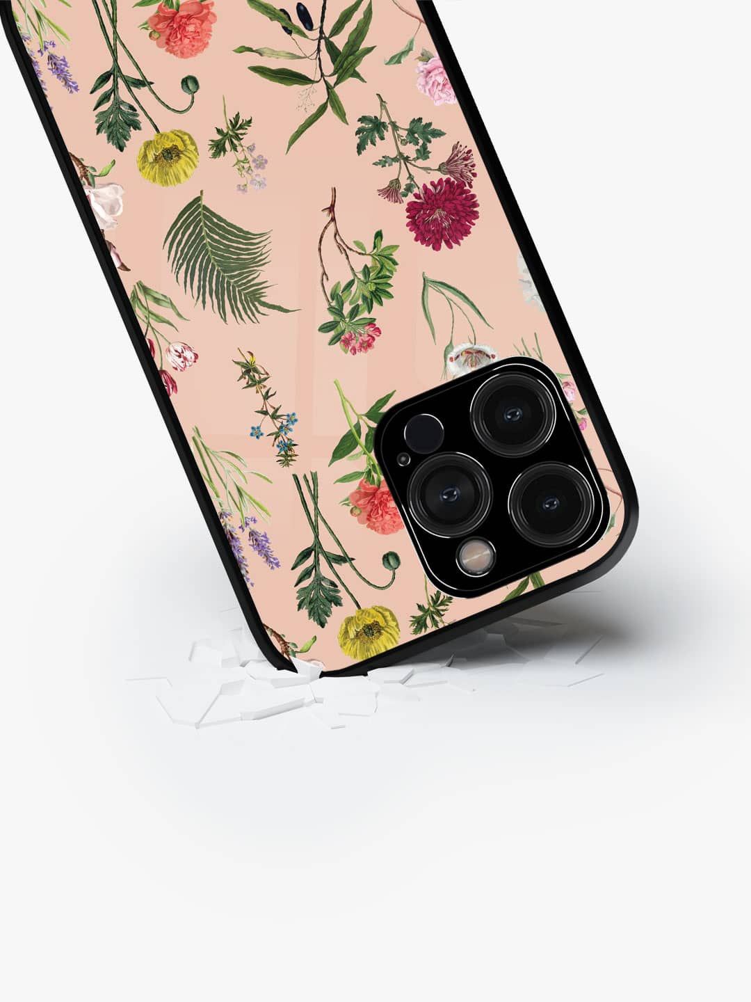 

macmerise Floral Printed iPhone 15 Pro Max Back Case Mobile Accessories, Pink