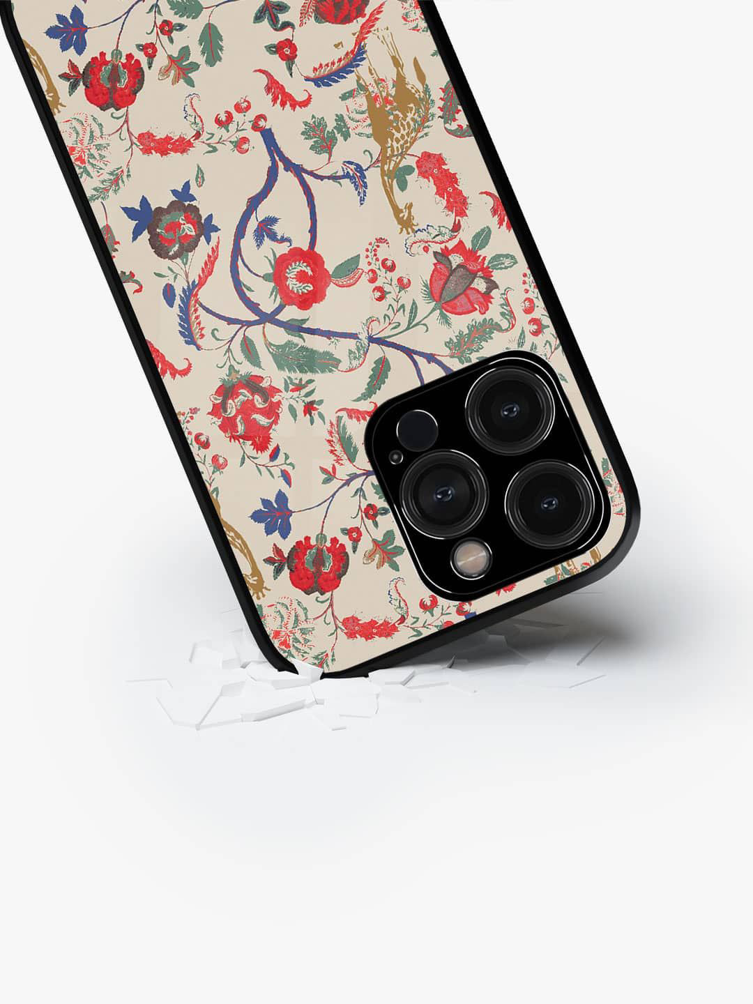 

macmerise Floral Printed iPhone 15 Pro Back Case Mobile Accessories, Beige