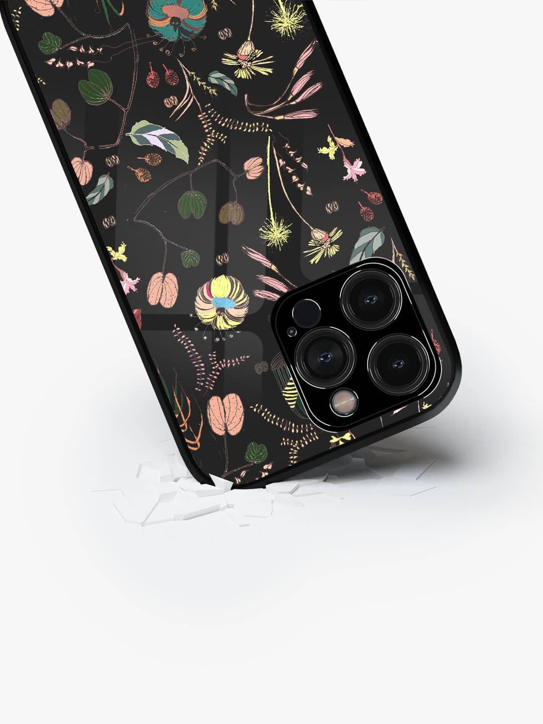 

macmerise Floral Printed iPhone 15 Pro Max Back Case Mobile Accessories, Black