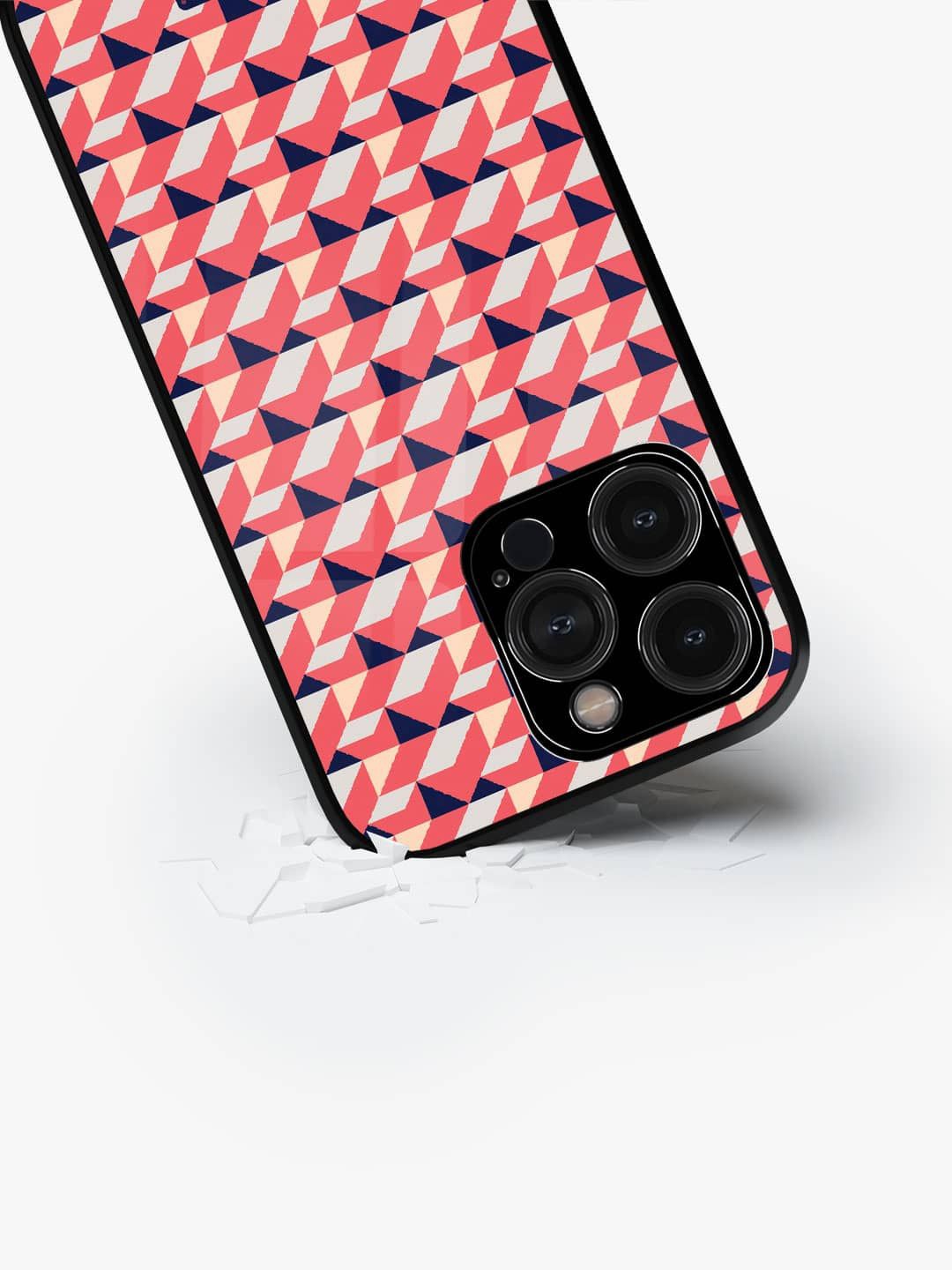 

macmerise Geometric Printed iPhone 15 Pro Back Case Mobile Accessories, Pink