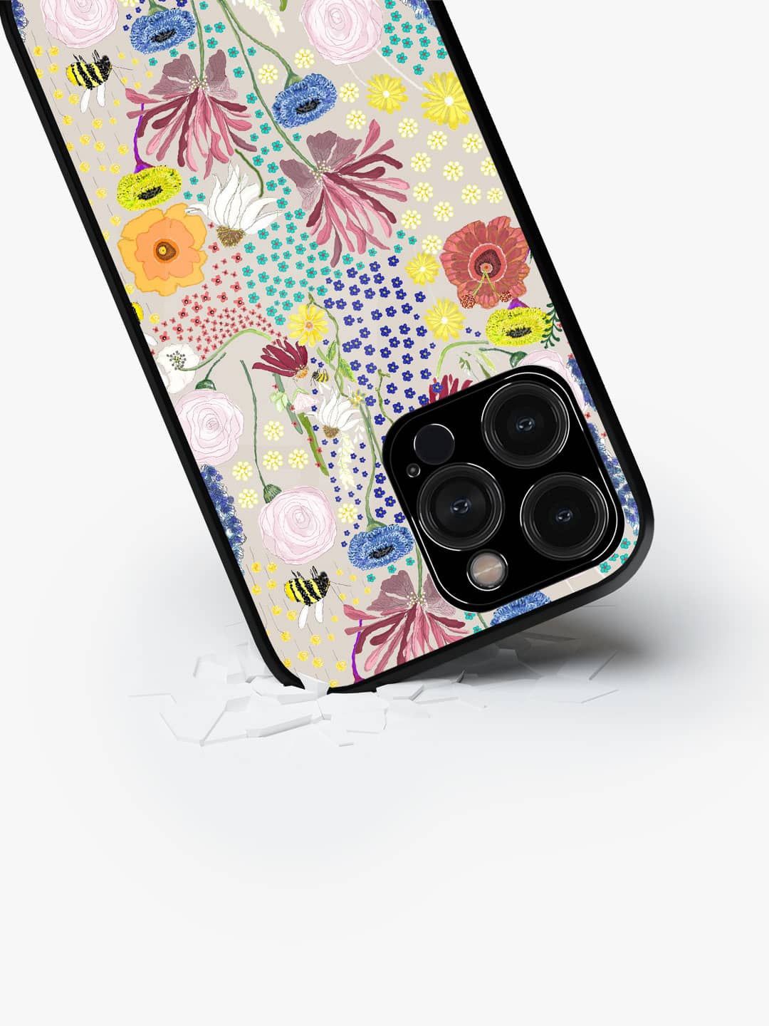 

macmerise Floral Printed iPhone 15 Pro Max Back Case Mobile Accessories, Beige