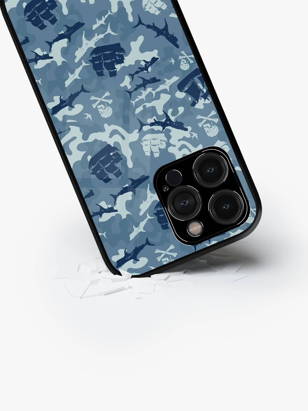 

macmerise Abstract Printed iPhone 15 Pro Max Back Case Mobile Accessories, Navy blue