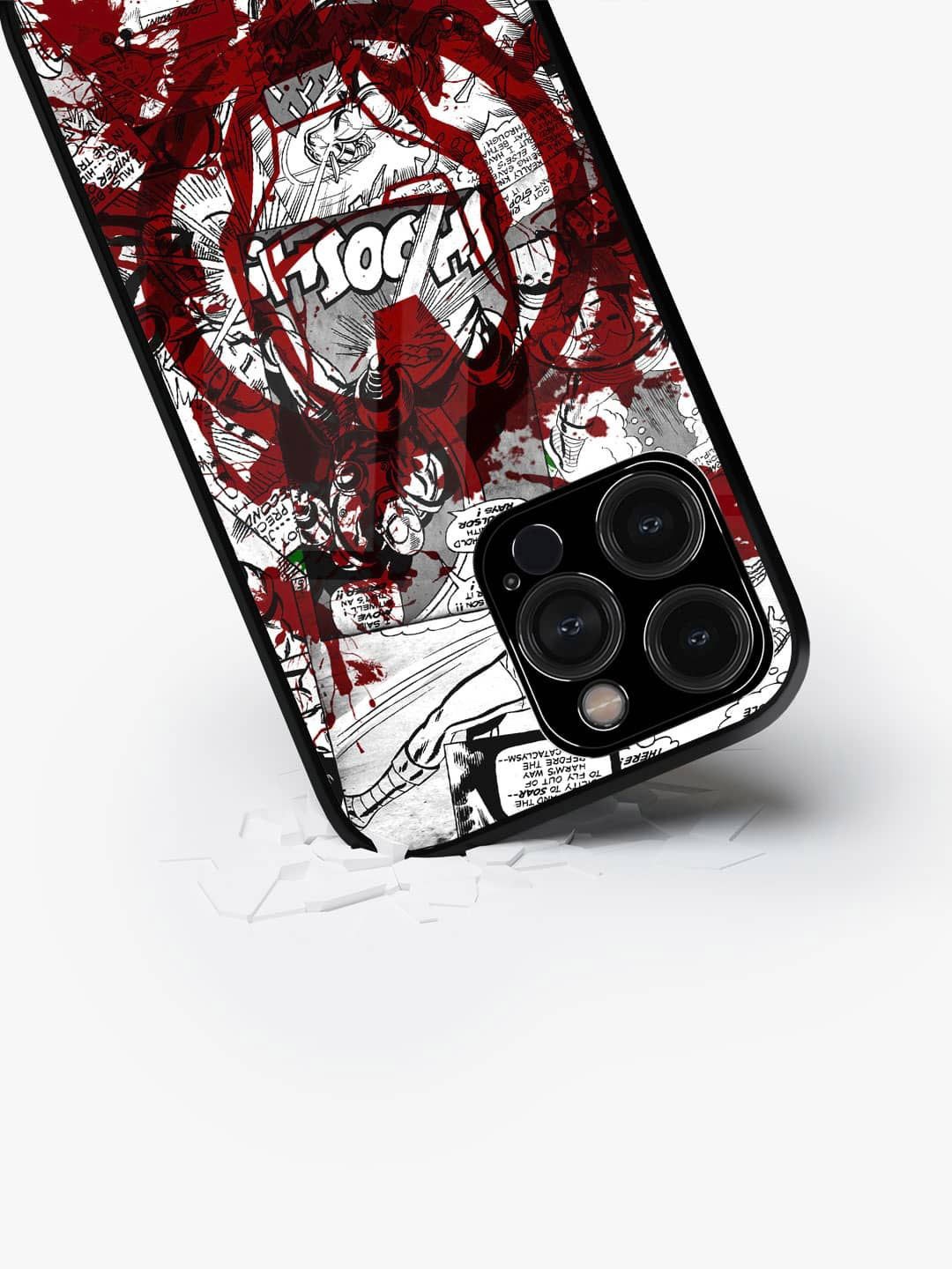 

macmerise Superhero Printed iPhone 15 Pro Max Back Case Mobile Accessories, Red