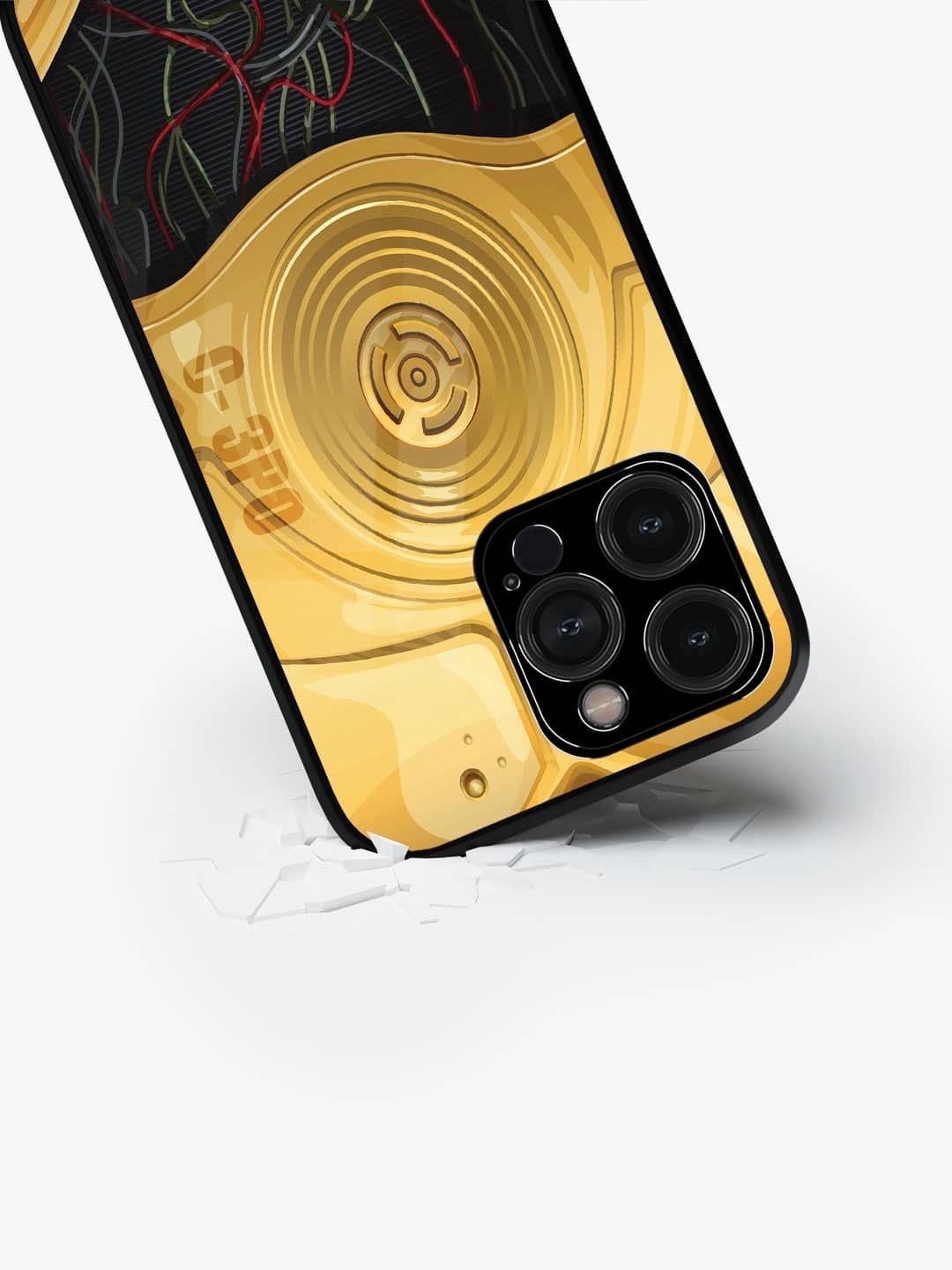 

macmerise Abstract Printed iPhone 15 Pro Max Back Case Mobile Accessories, Gold