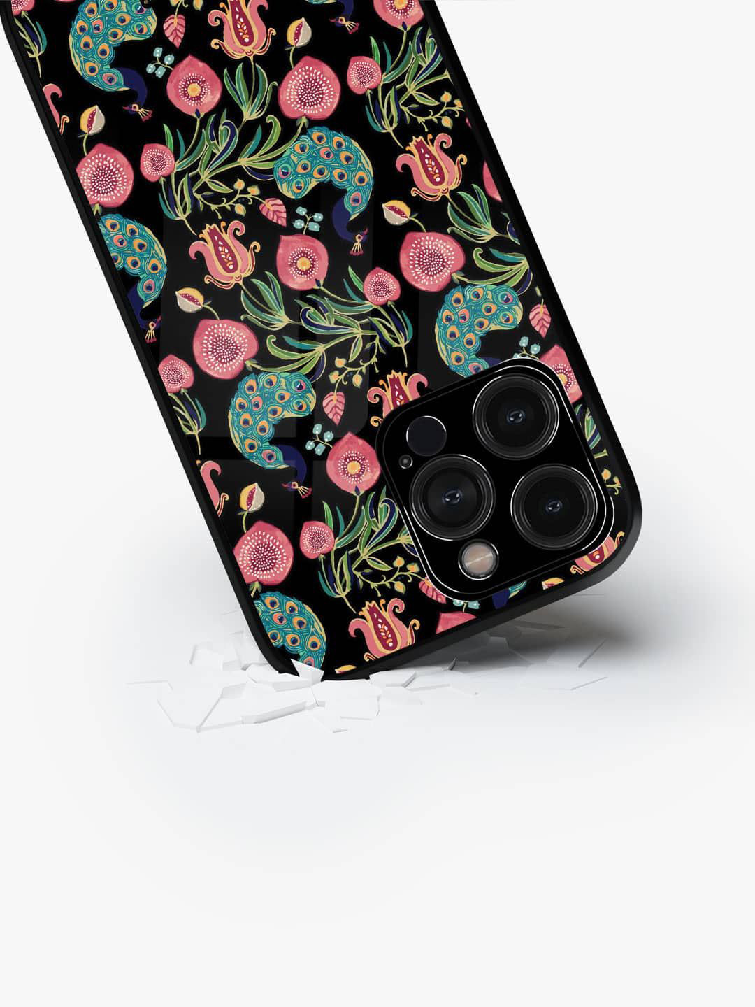 

macmerise Floral Printed iPhone 15 Pro Max Back Case Mobile Accessories, Black