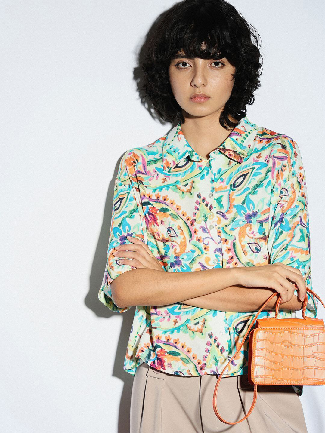 

ONLY Women Ethnic Motifs Opaque Printed Casual Shirt, White