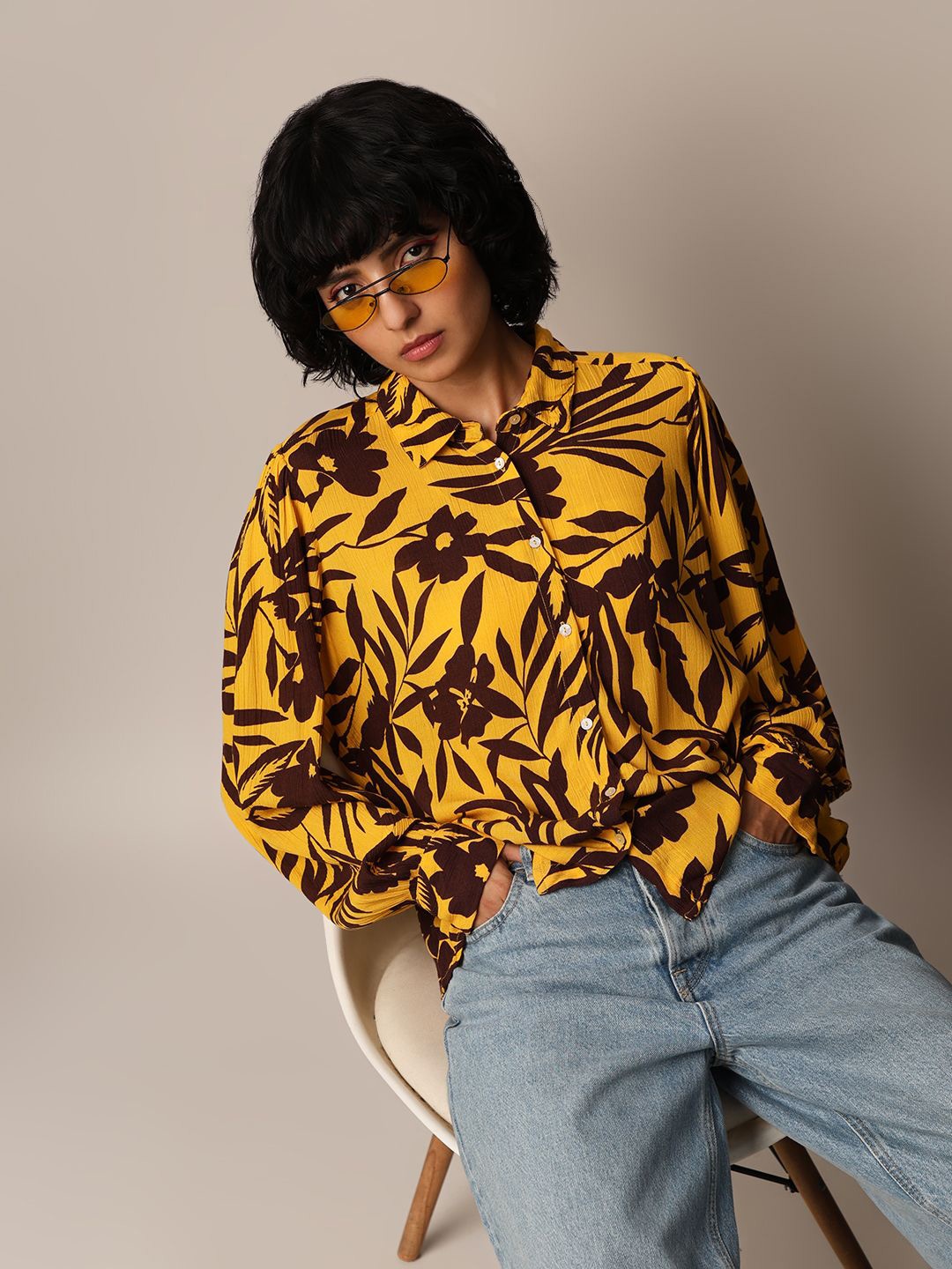 

ONLY Women Floral Opaque Printed Casual Shirt, Yellow