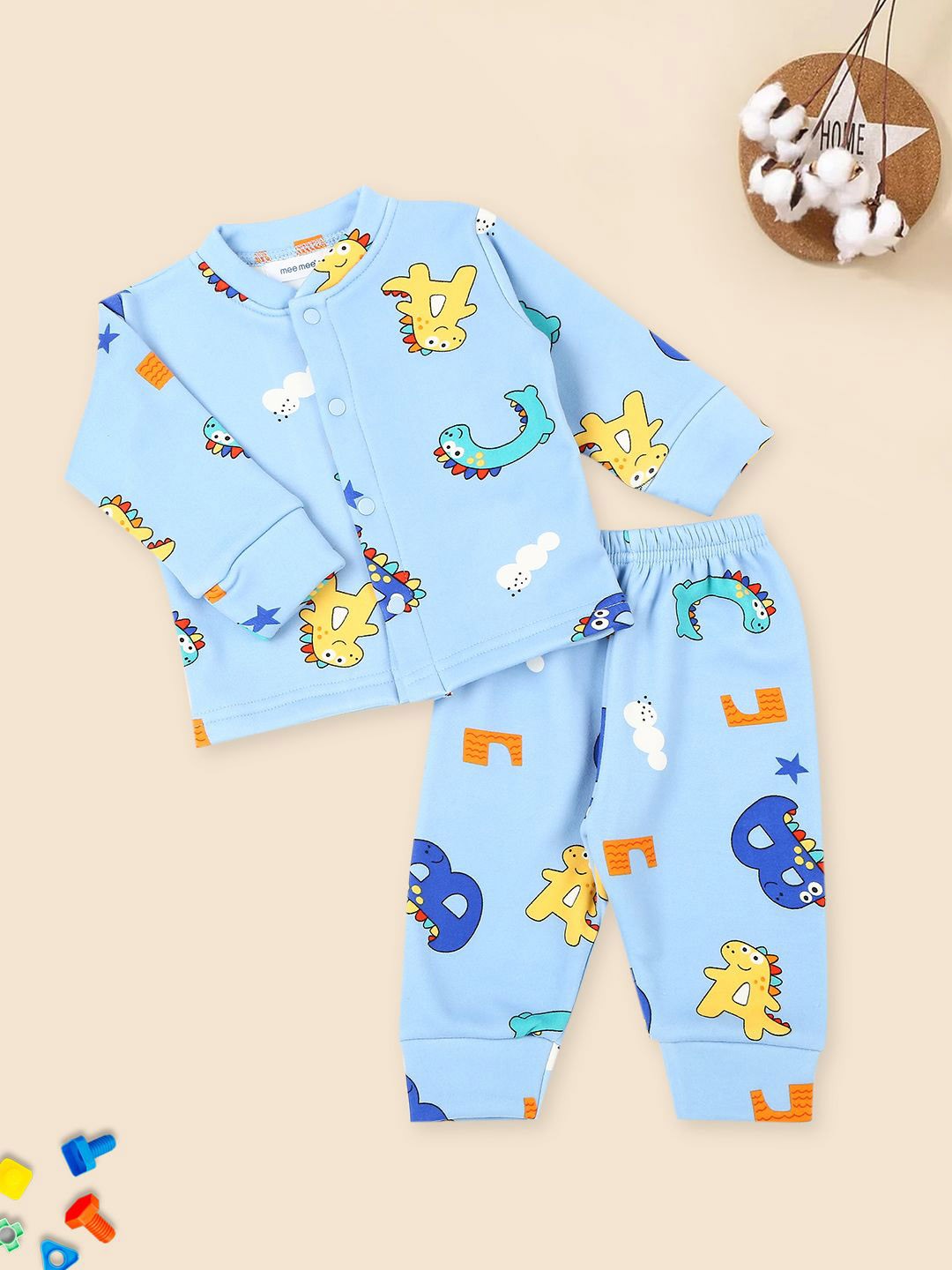 

MeeMee Boys Printed Night suit, Blue