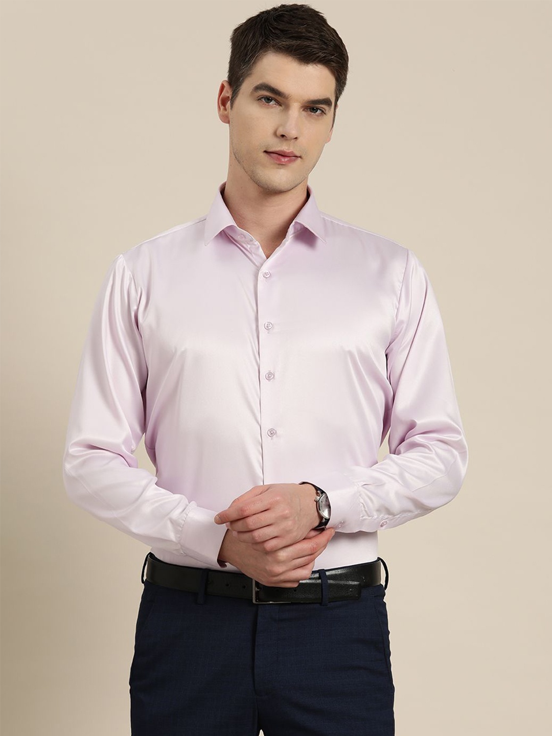 

Hancock Men Slim Fit Opaque Formal Shirt, Lavender