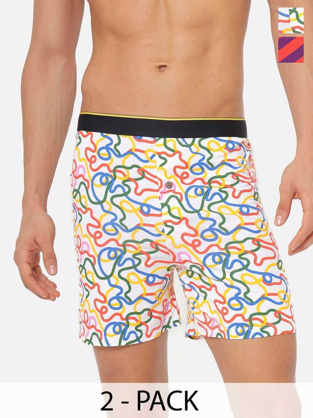 

bummer Pack Of 2 Printed Boxers BOSTCH02L, White