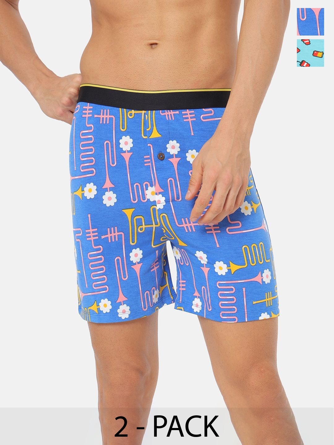 

bummer Pack Of 2 Printed Boxers BODBMC02L, Navy blue