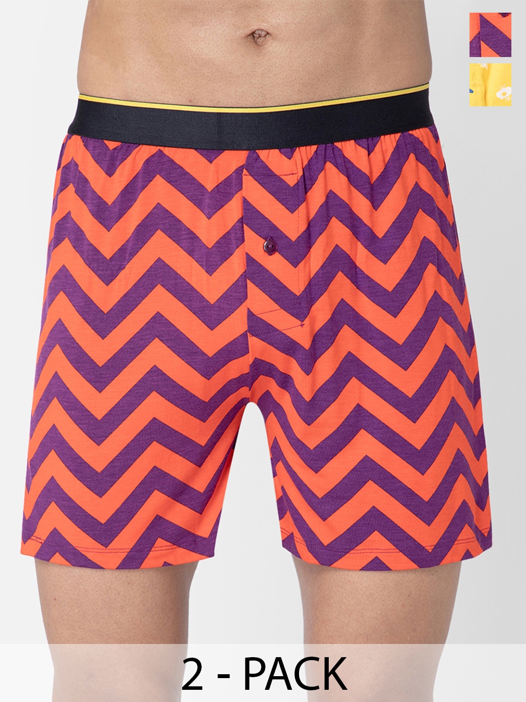 

bummer Pack Of 2 Printed Boxers BOCHBRE02L, Yellow