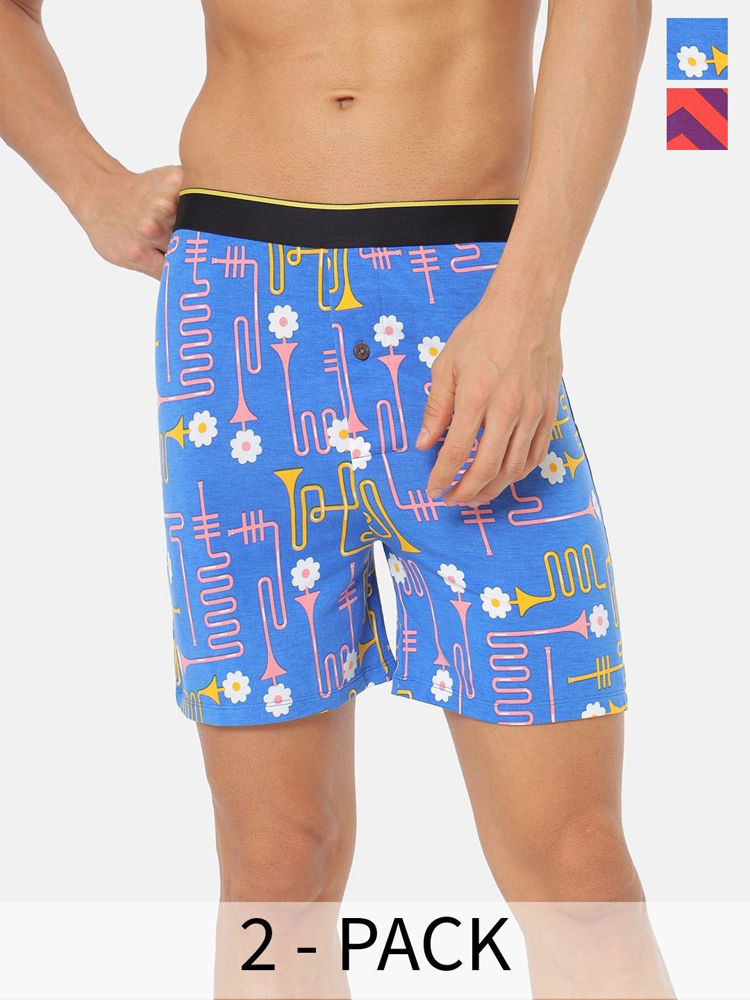 

bummer Pack Of 2 Printed Boxers BODBCH02S, Blue