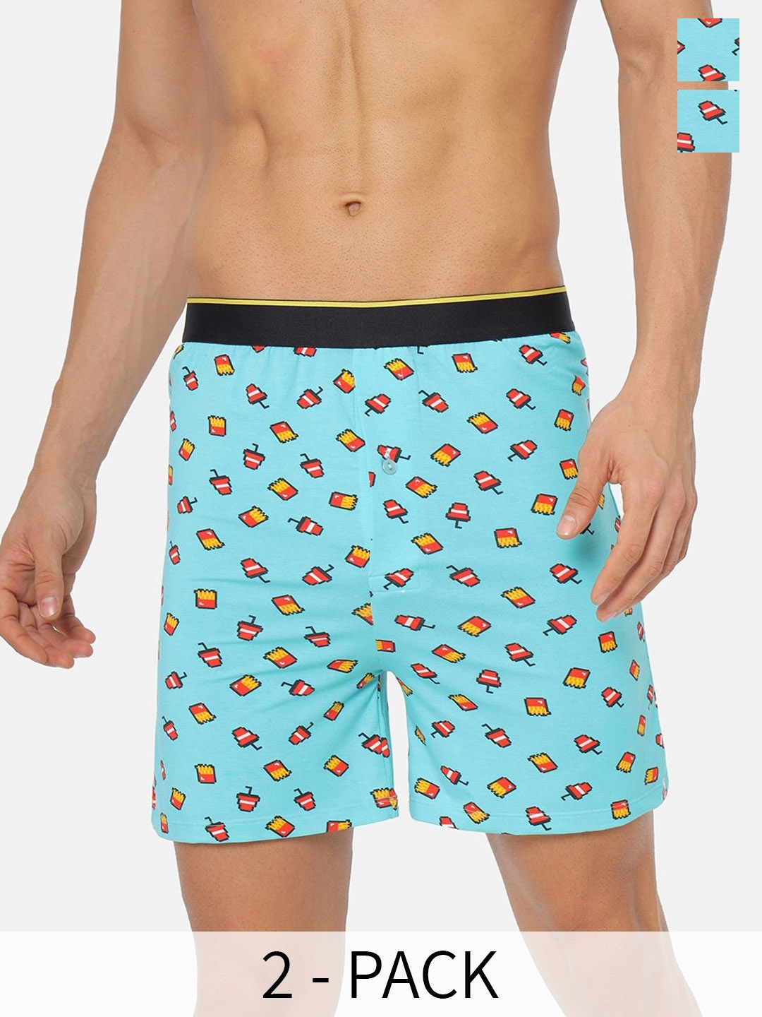 

bummer Pack Of 2 Printed Boxers BOMC02S, Blue