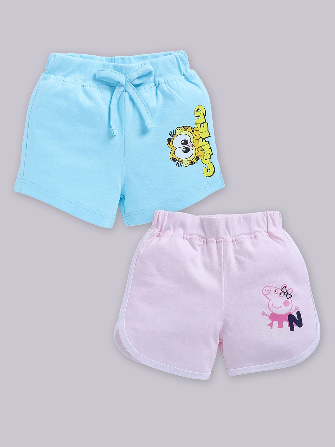 

YK X Tinyo Infants Girls Set of 2 Printed Pure Cotton Shorts, Assorted