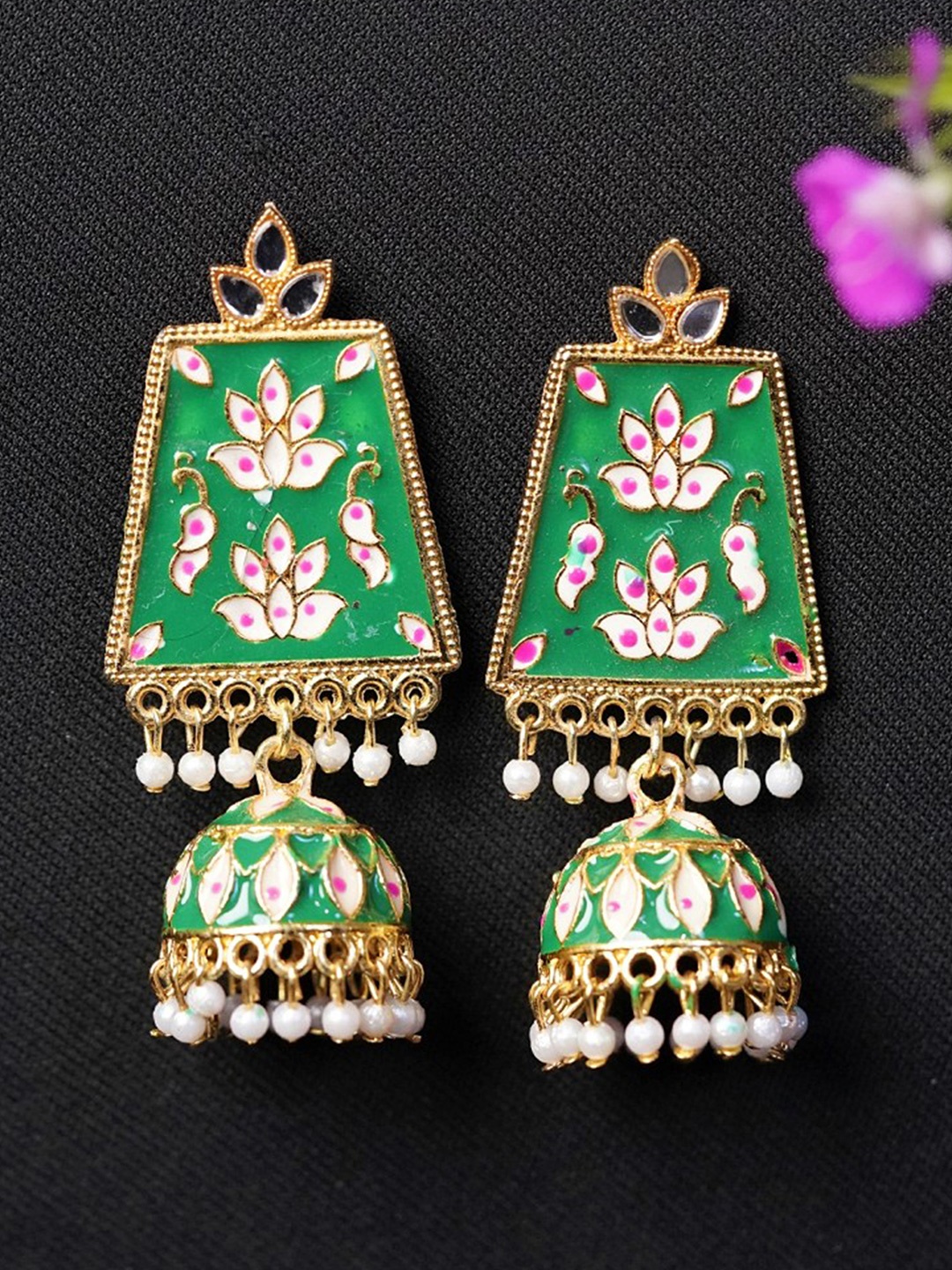 

Zoey Gold-Plated Kundan Studded Drop Earrings