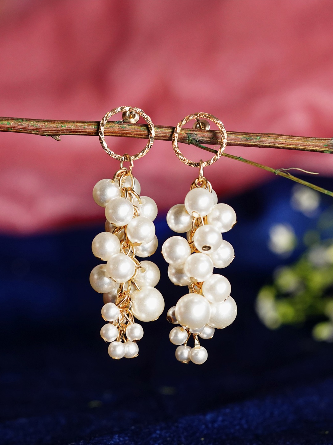 

Zoey Gold-Plated Pearls Beaded Contemporary Drop Earrings