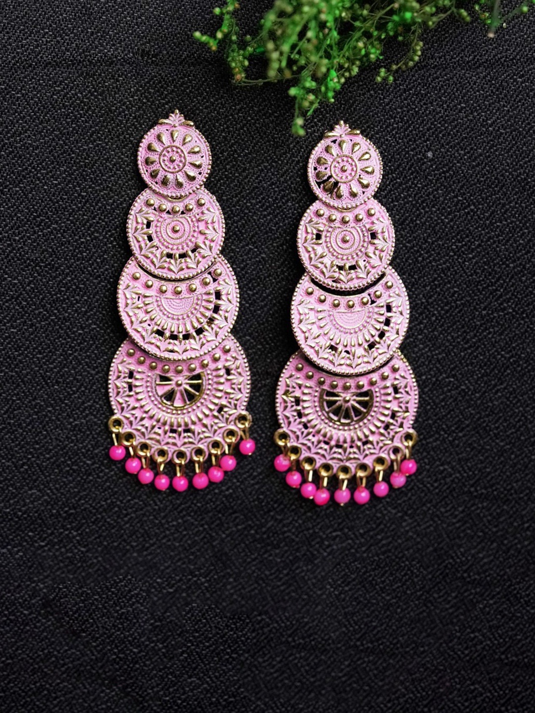 

Zoey Gold-Plated Beaded Contemporary Drop Earrings