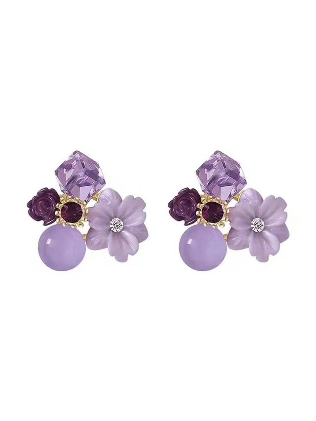 

Zoey Gold-Plated Floral Stud Earrings, Purple
