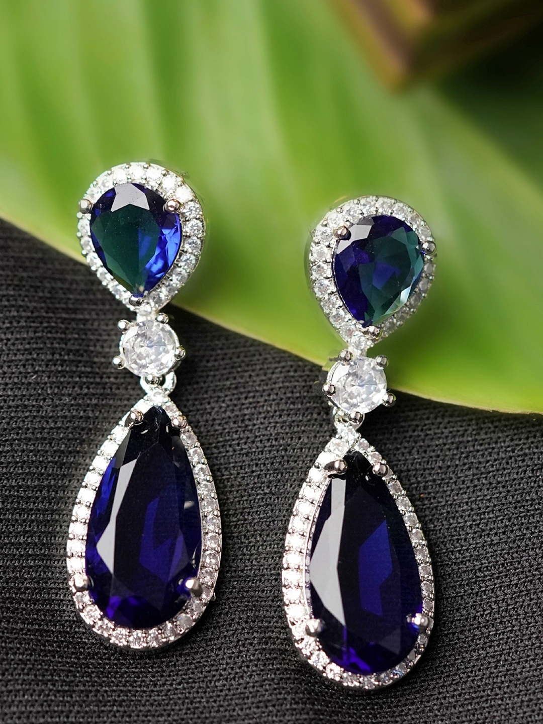 

Zoey Silver Plated Cubic Zirconia Teardrop Shaped Drop Earrings